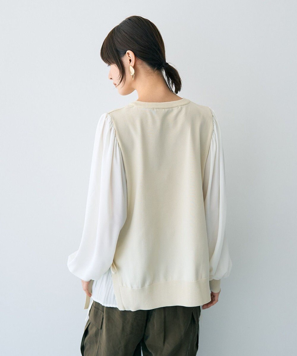 YECCA VECCA サイドプリーツ異素材MIXプルオーバー 