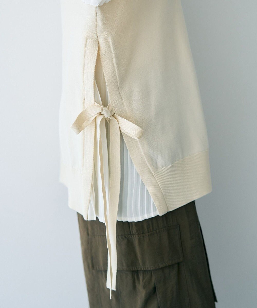 YECCA VECCA サイドプリーツ異素材MIXプルオーバー 