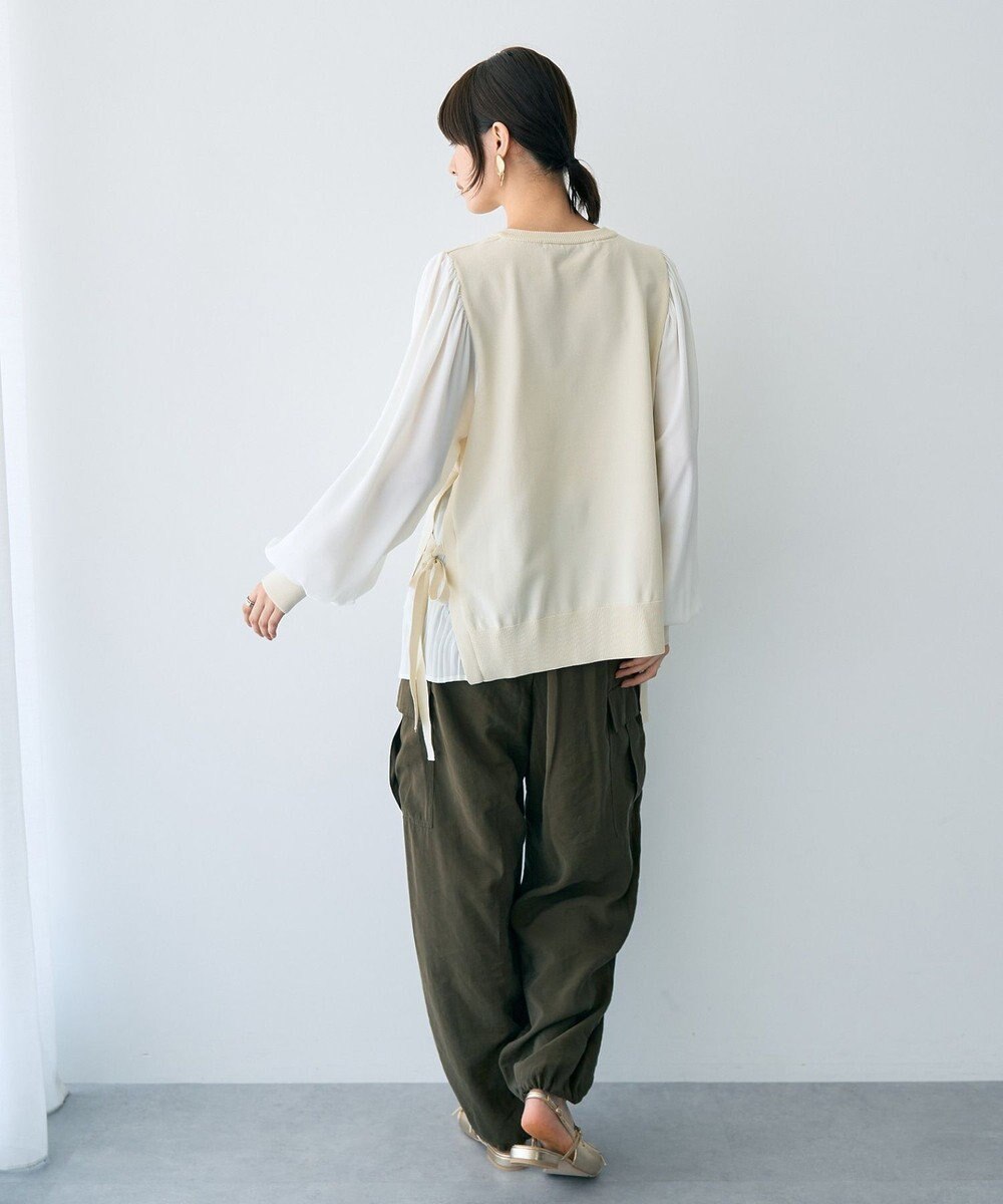 YECCA VECCA サイドプリーツ異素材MIXプルオーバー 