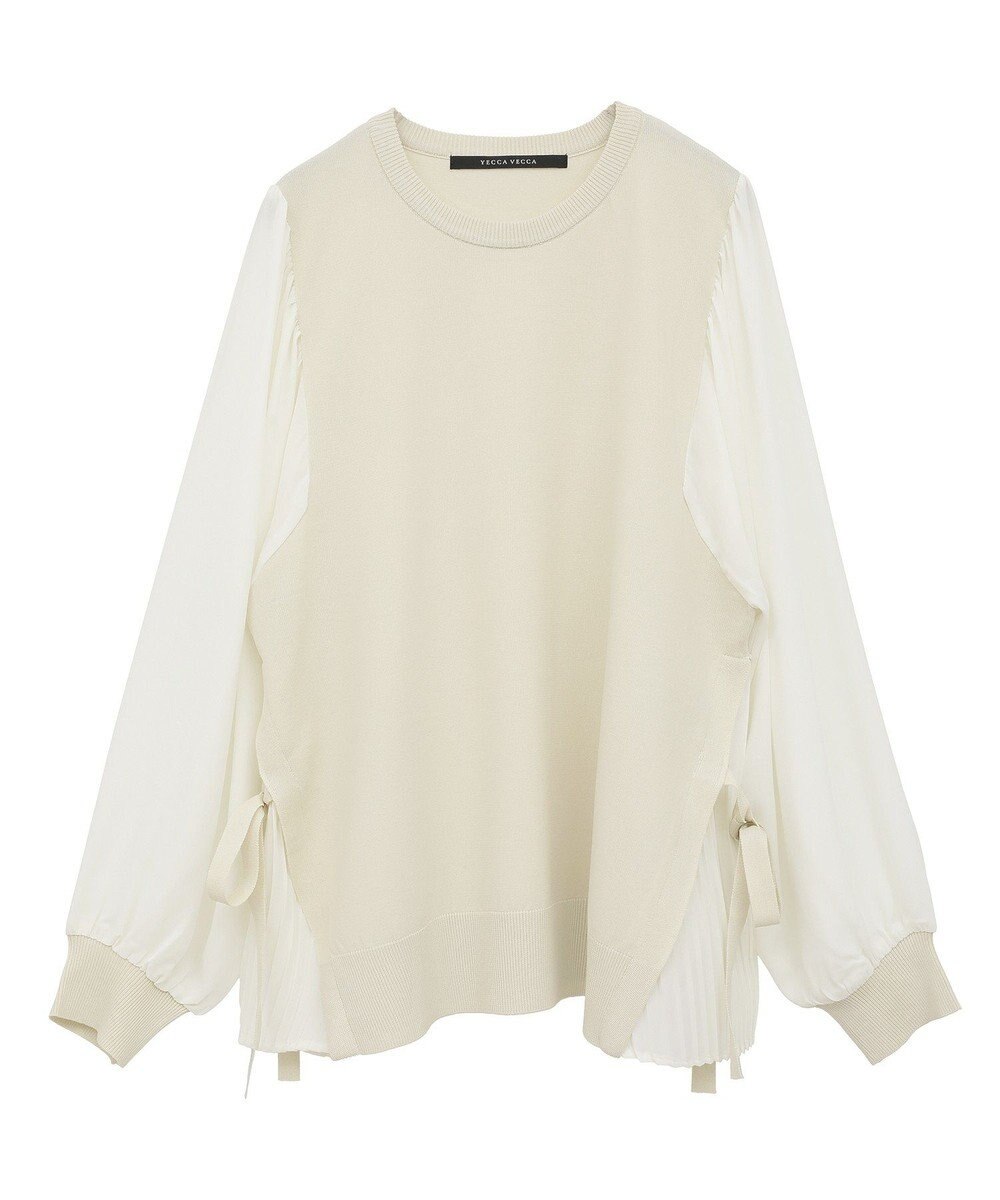 YECCA VECCA サイドプリーツ異素材MIXプルオーバー 