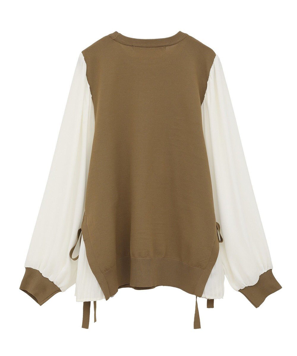 YECCA VECCA サイドプリーツ異素材MIXプルオーバー 