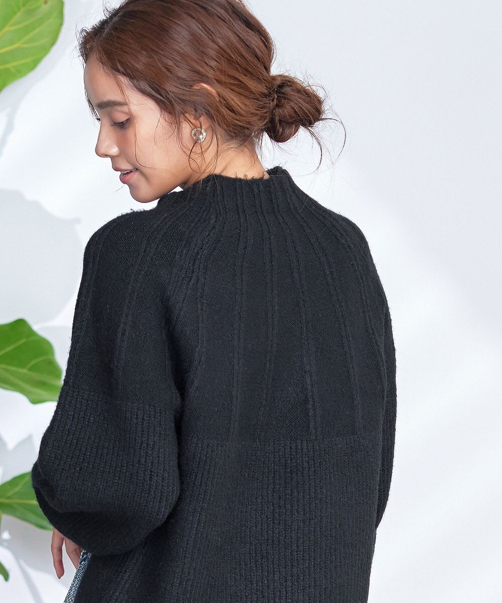 Tiaclasse 【洗える】ピンタックボトルネックニットトップス 