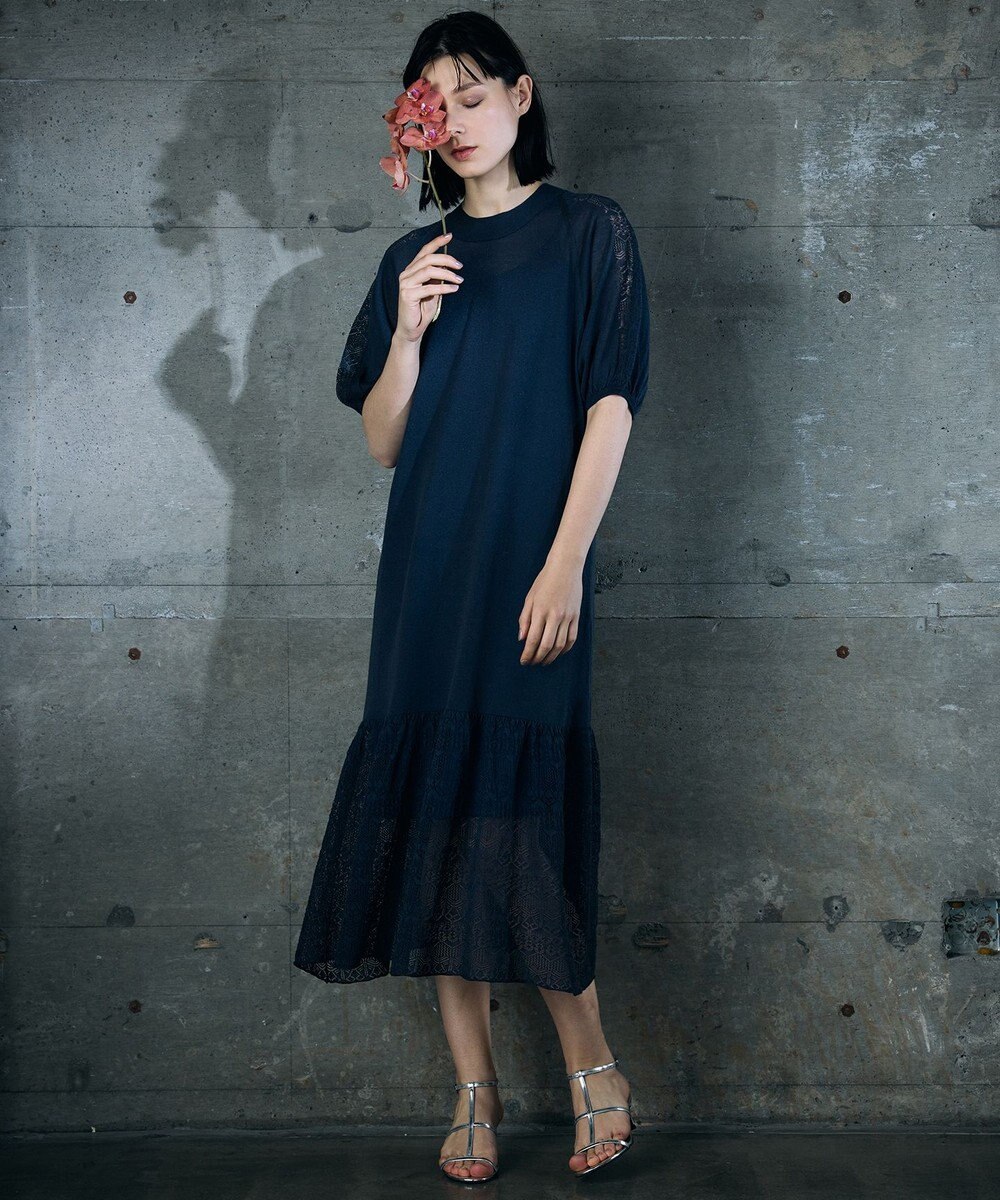 自由区 【カトリエムブーケ】Un pull en dentelle シアーニットワンピース 