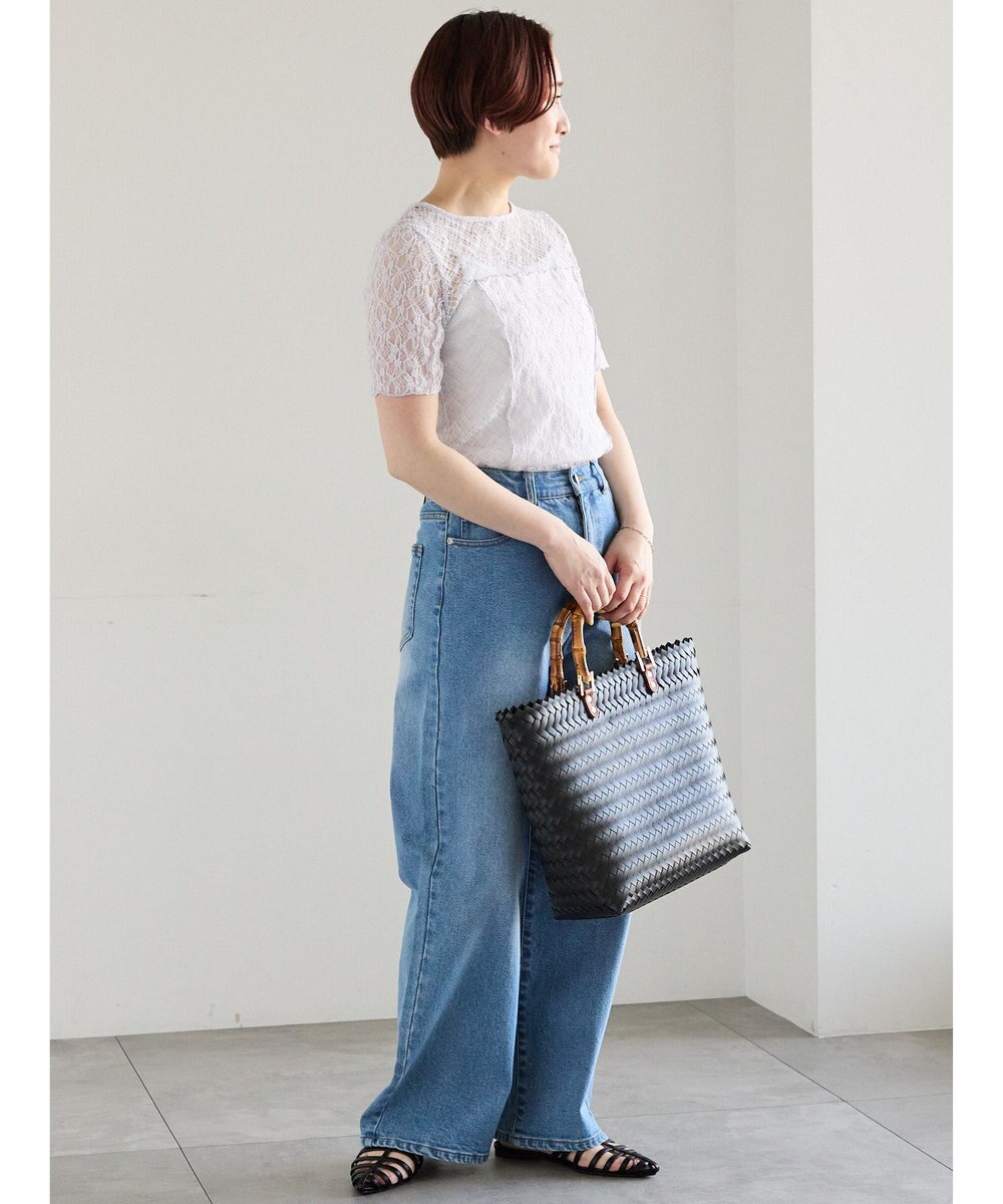 Te chichi パッチワークレース5分袖トップス 