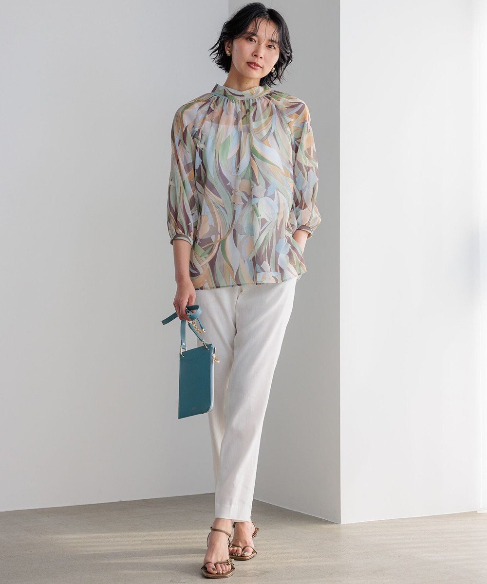 23区 S 【洗える】リネンレーヨンストレッチ テーパードパンツ 