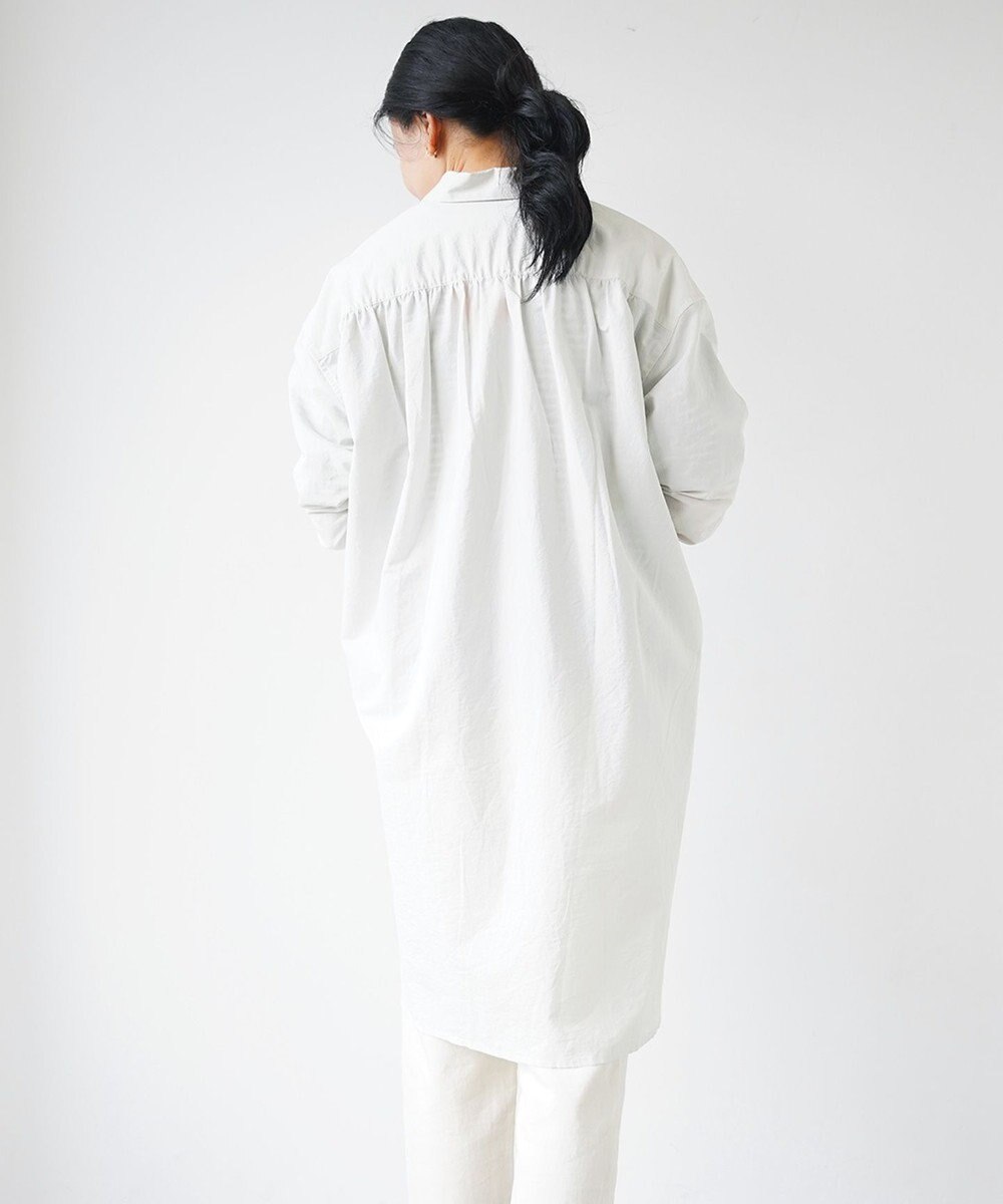 WHITE MAILS 【UNISEX】COTTON PAPER WASHED ポプリンロングシャツ 