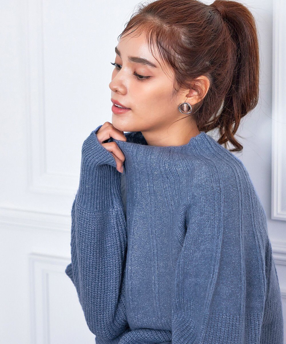 Tiaclasse 【洗える】ピンタックボトルネックニットトップス 