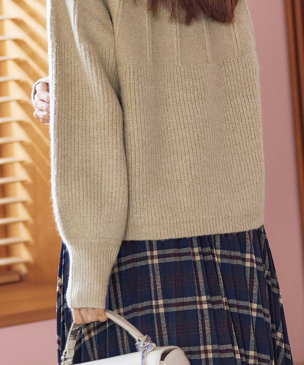 Tiaclasse 【洗える】ピンタックボトルネックニットトップス 