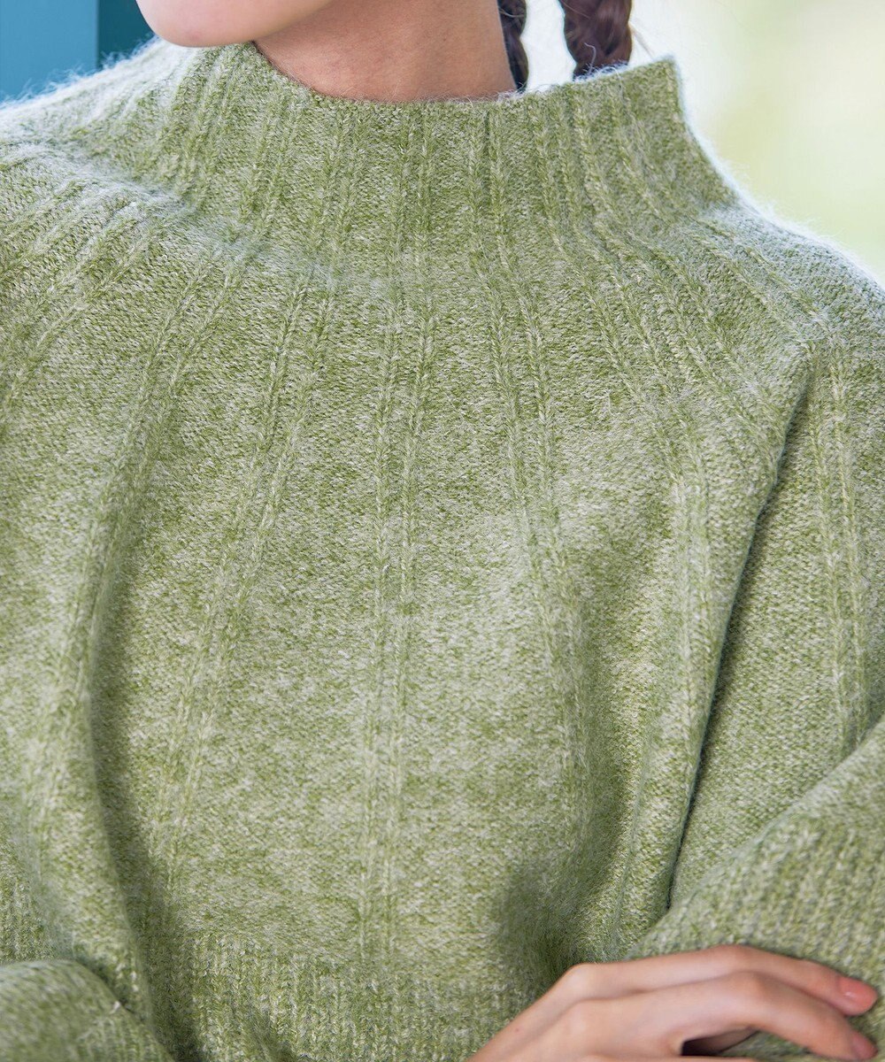 Tiaclasse 【洗える】ピンタックボトルネックニットトップス 