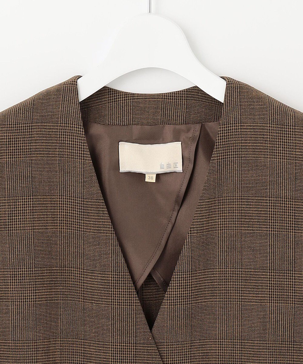 自由区 【洗える】グレンチェック ロングジレ 