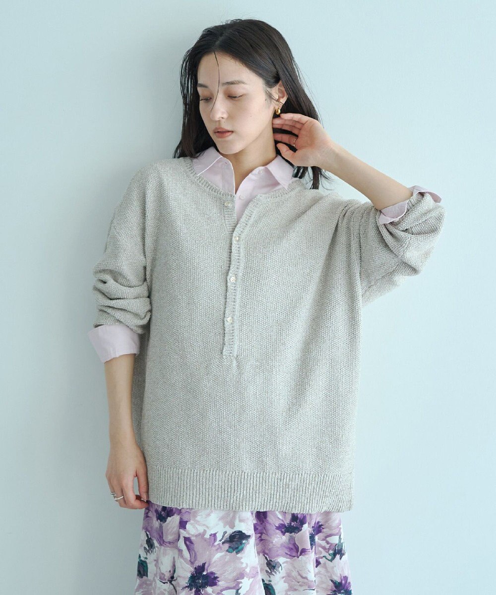 YECCA VECCA 2wayヘンリーネックルーズニット 