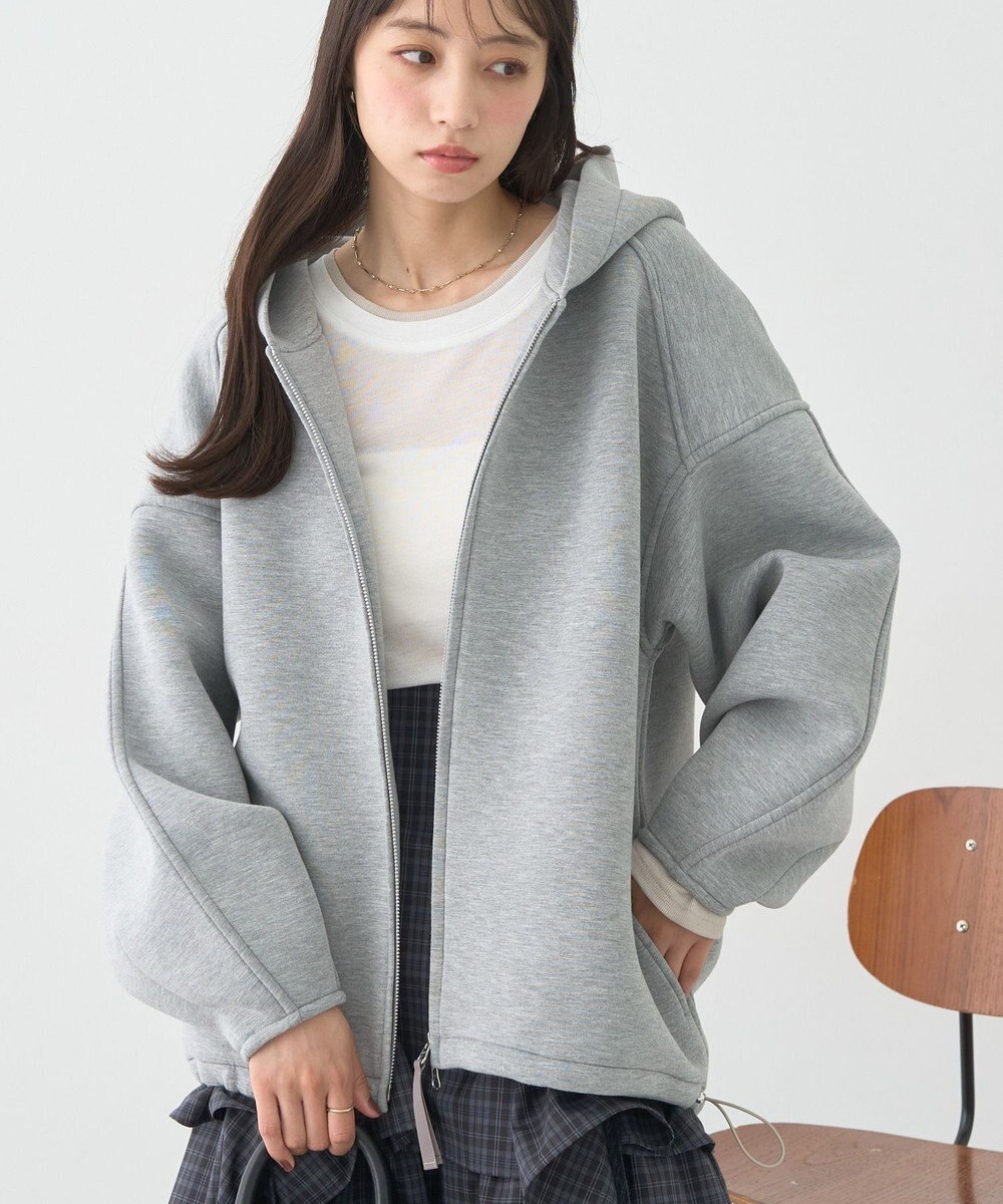 earth music&ecology 【軽量】ダンボールニットフーディーブルゾン 