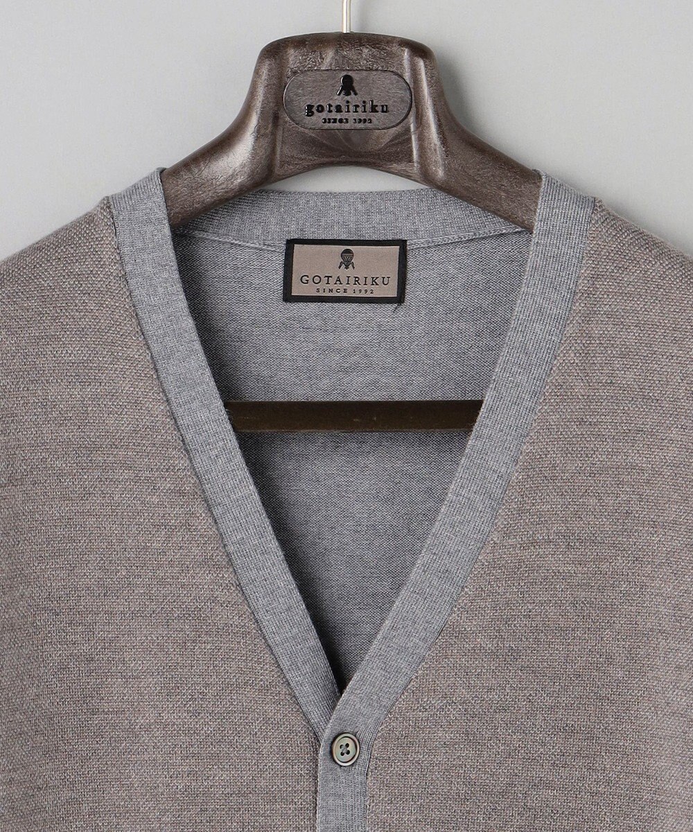 GOTAIRIKU 体温調整に【洗える/チクチクしにくい/ピリングしにくい】イタリア糸 ハイゲージ カーディガン_WOOL100% 