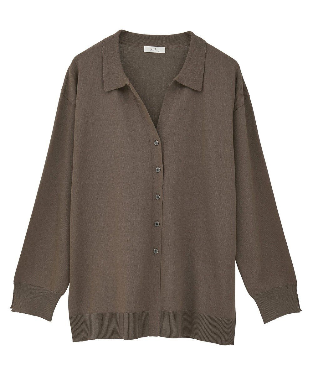 earth music&ecology 袖口スリットスキッパーカーディガン 