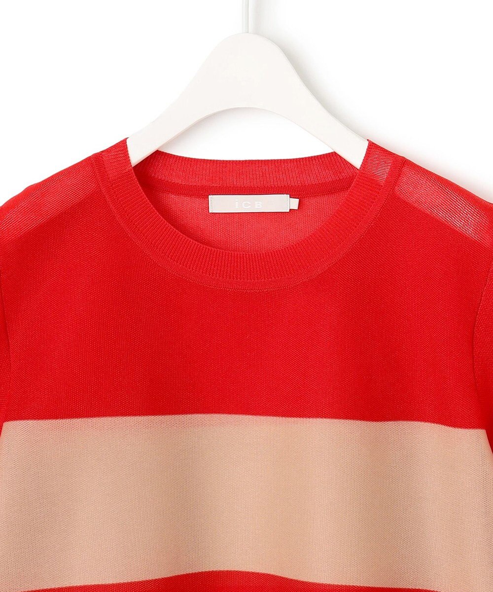 ICB 【洗える】 シアースムースボーダー ニット 