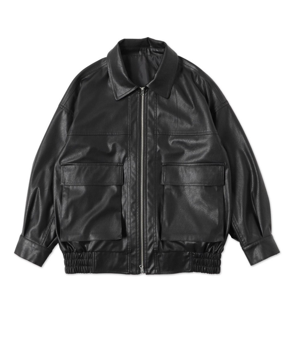 WEGO ヴィンテージライクFレザーブルゾン 