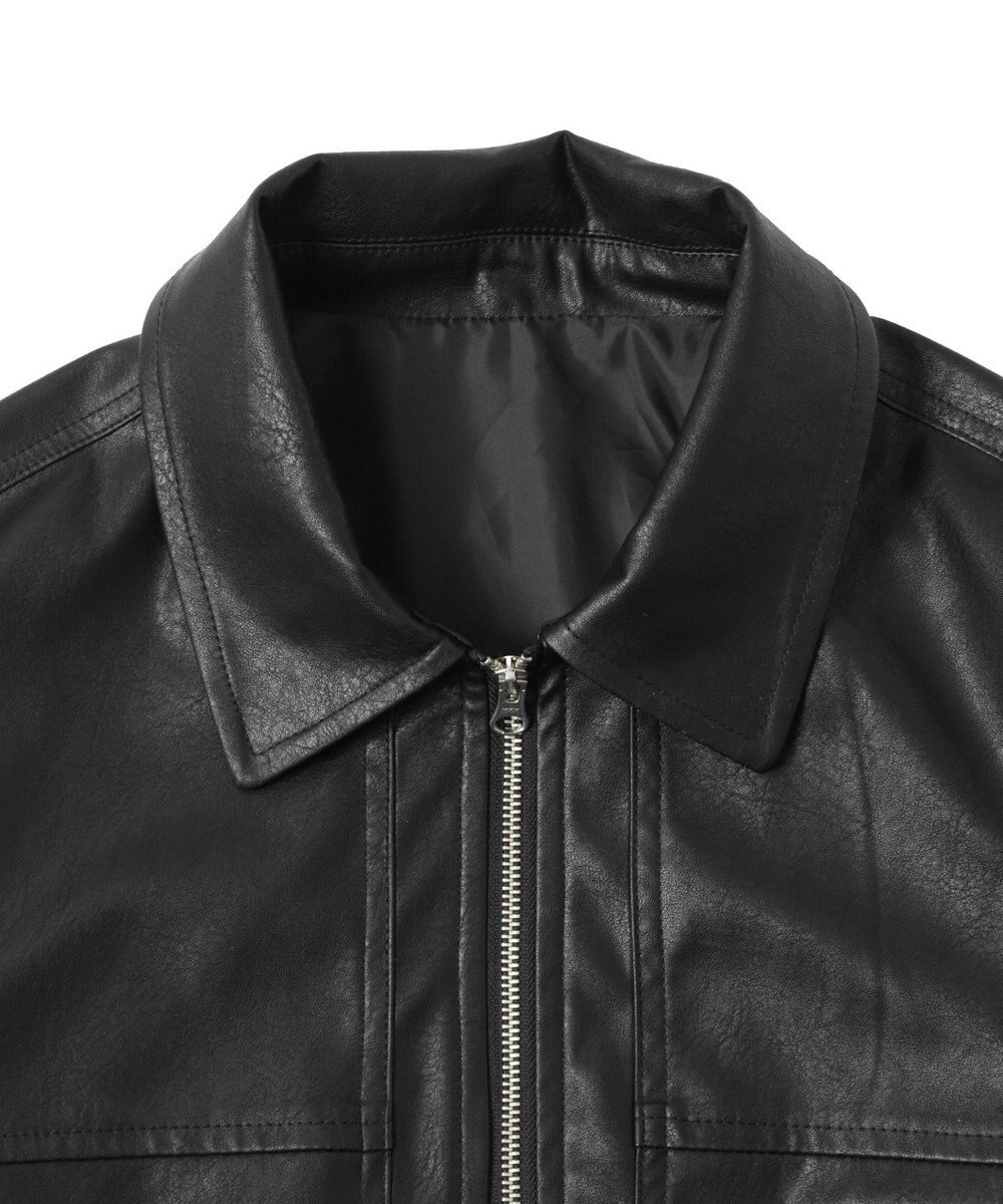 WEGO ヴィンテージライクFレザーブルゾン 