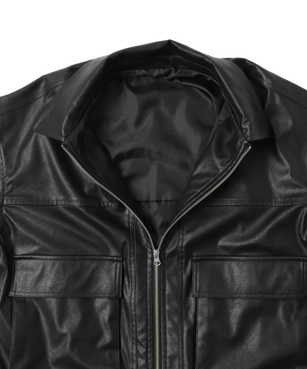 WEGO ヴィンテージライクFレザーブルゾン 