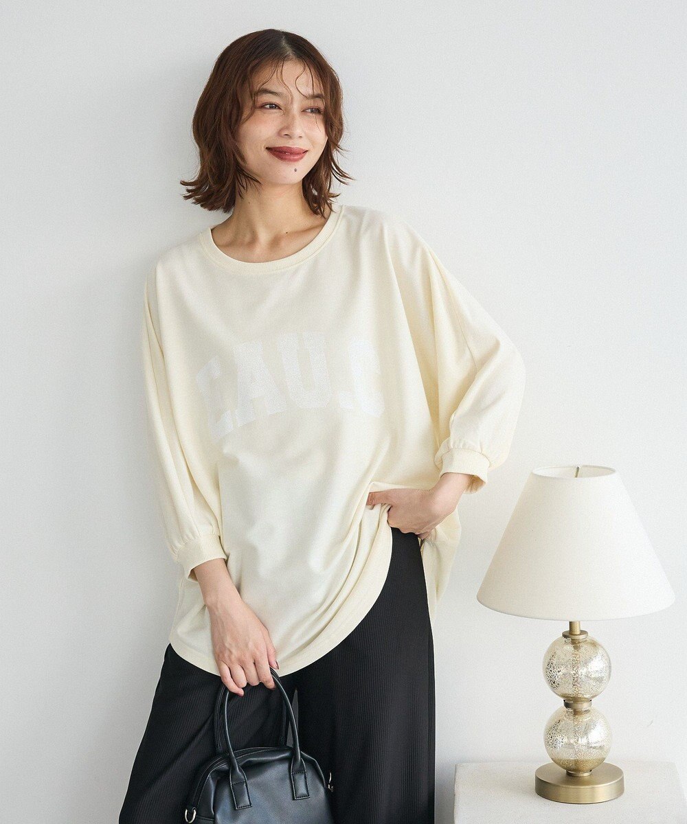 Green Parks ７分袖ミニ裏毛ドルマンロゴプルオーバー 