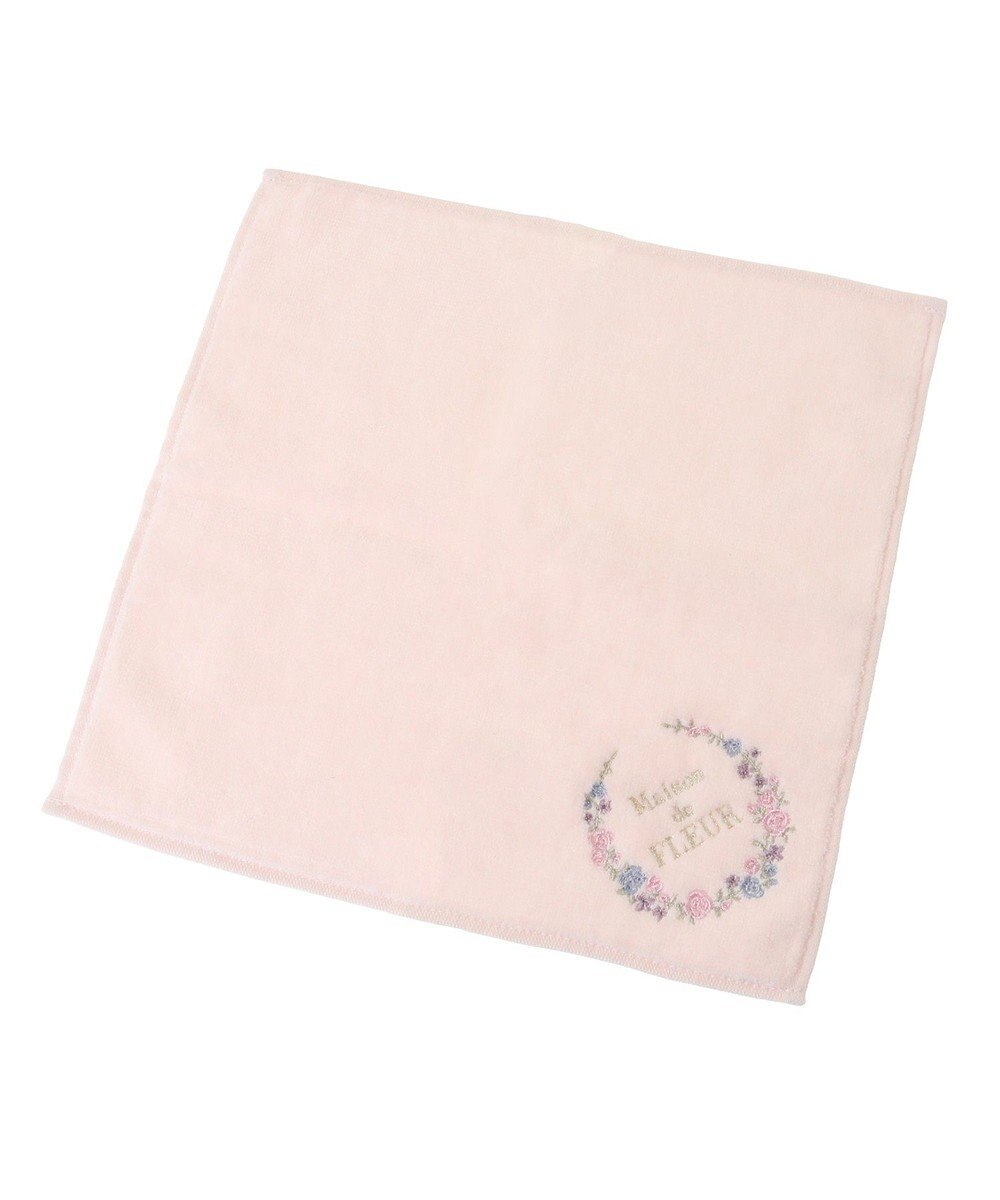 Maison de FLEUR フラワーフレーム刺繍タオルハンカチ 