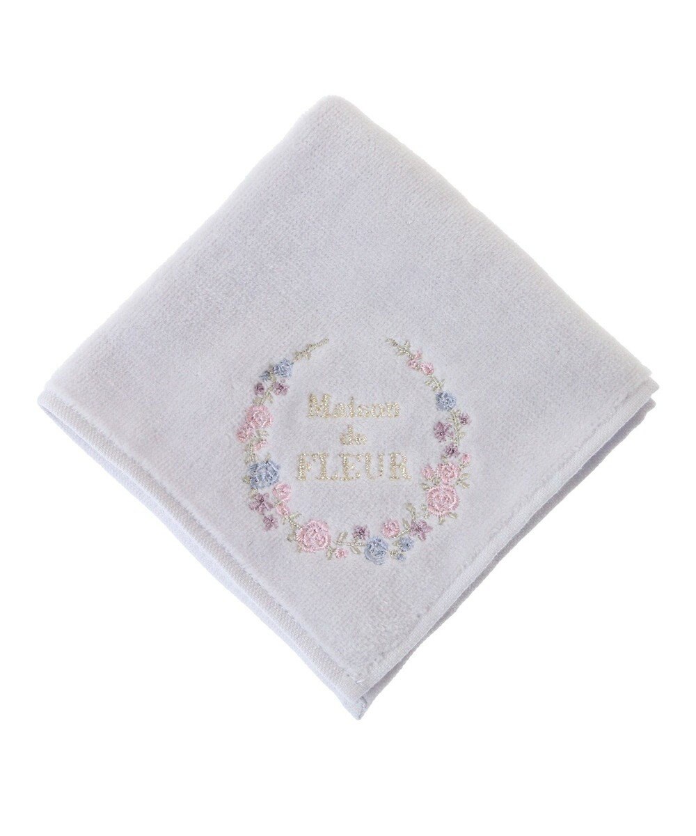 Maison de FLEUR フラワーフレーム刺繍タオルハンカチ 