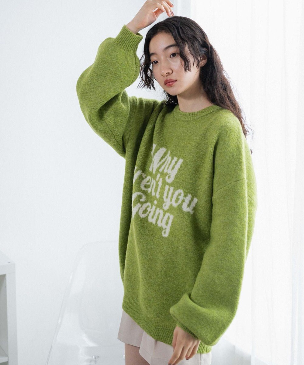 WEGO フラッフィーロゴジャガードニットプルオーバー 