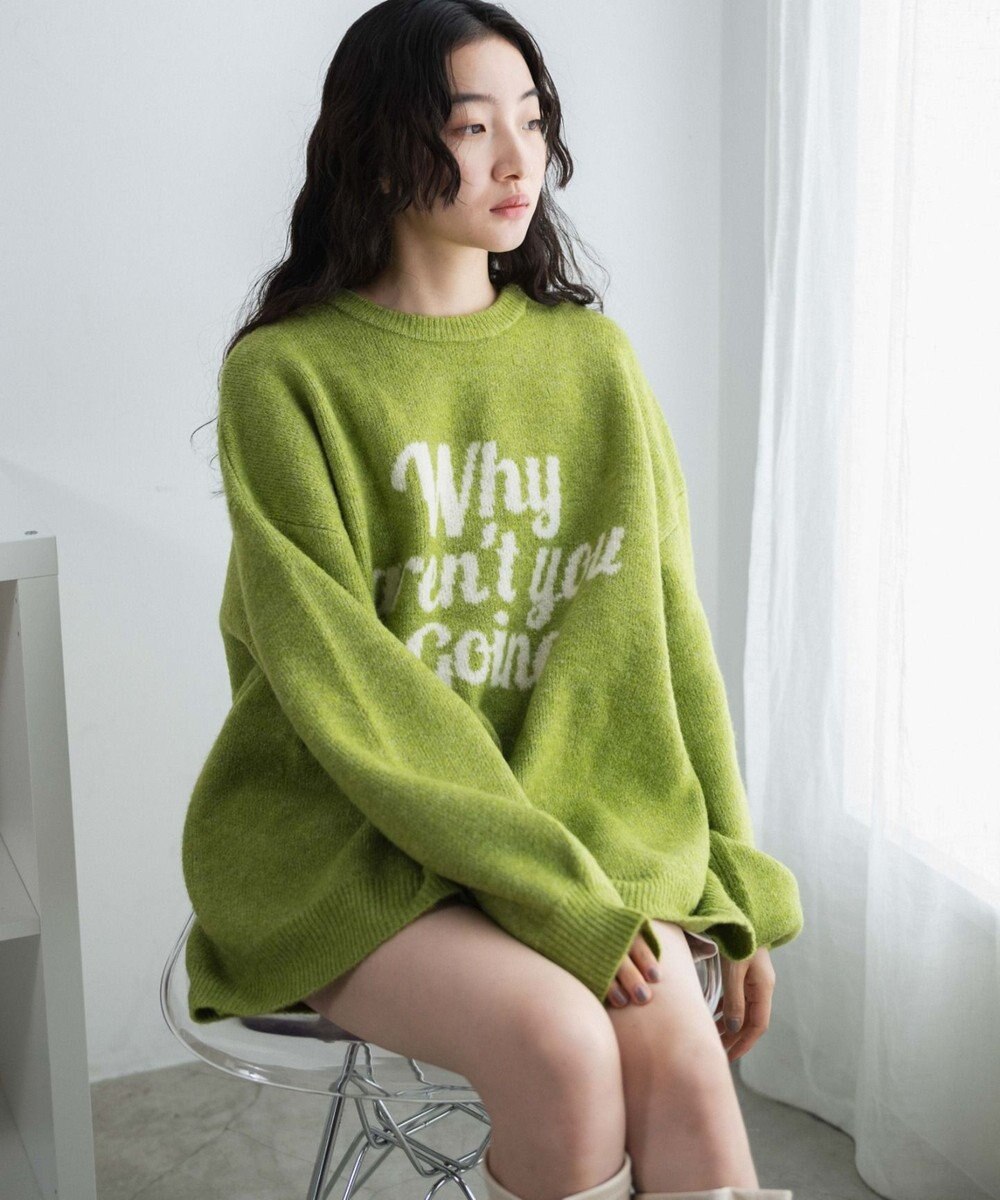 WEGO フラッフィーロゴジャガードニットプルオーバー 