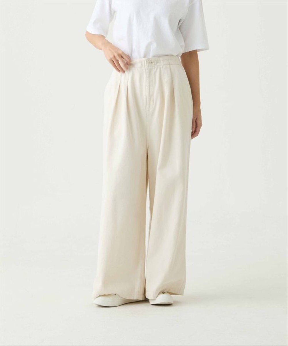 caqu FS linen relax pants コットンリネンリラックスワイドデニム 
