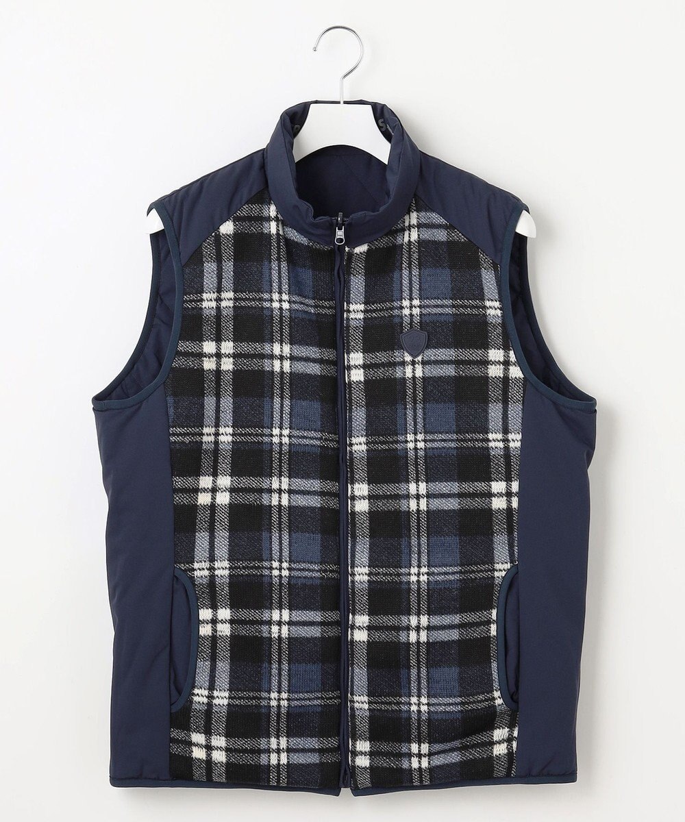 23区GOLF 【MEN】両面使える！チェック×無地 ダウンベスト 