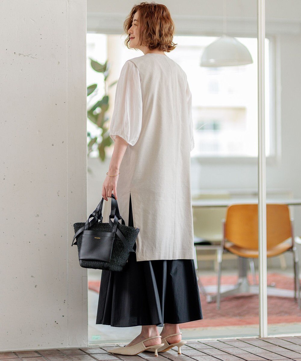 23区 【CLASSY.6月号掲載/洗える】リネンレーヨンストレッチ ジレ 