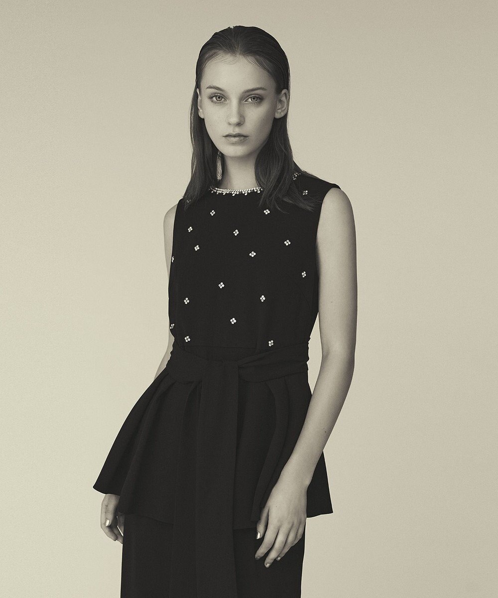 GRACE CONTINENTAL ペプラムリボンドレス 