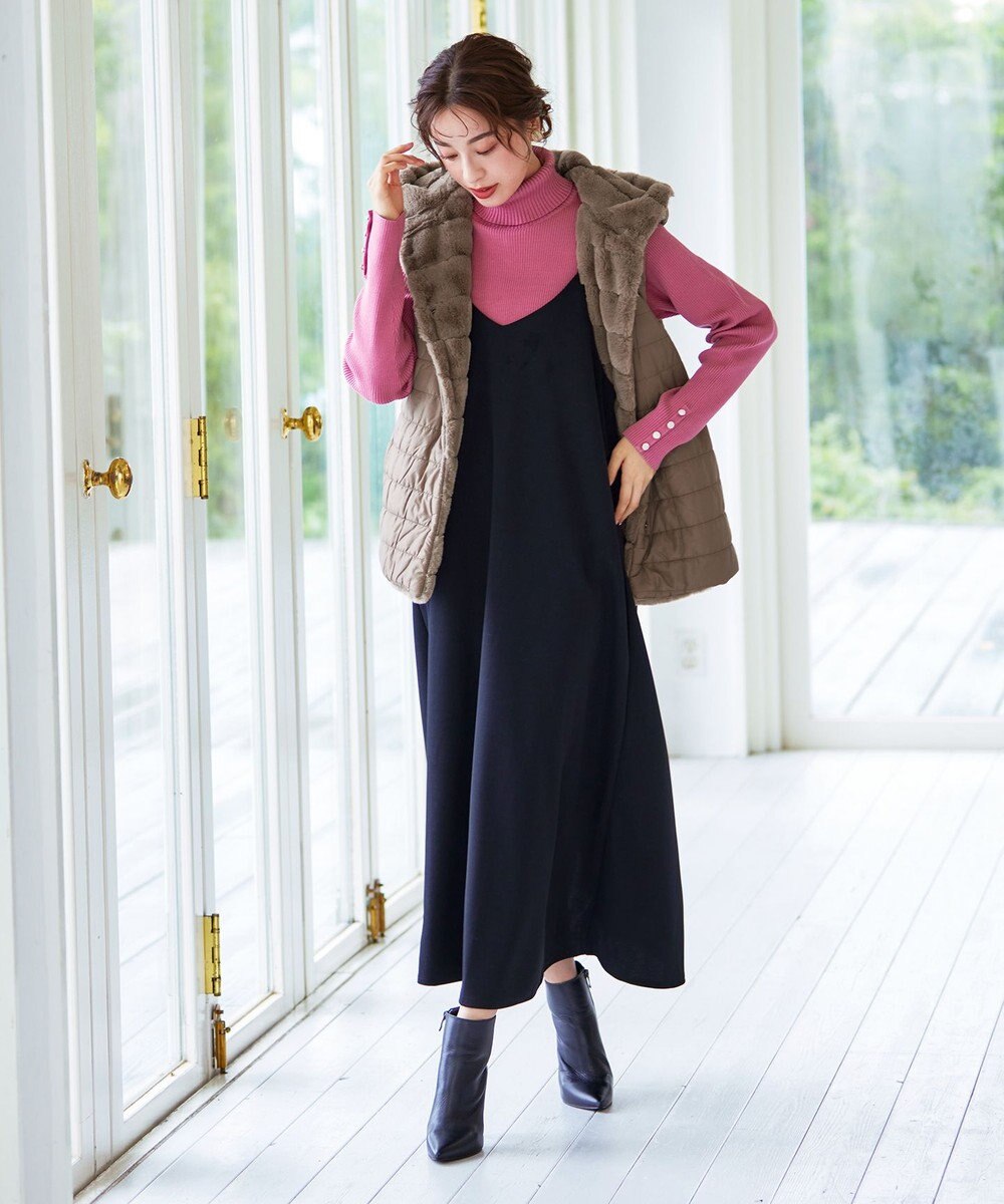 Tiaclasse 【2WAY】着回し自由のリバーシブルキルトフェイクファーベスト 