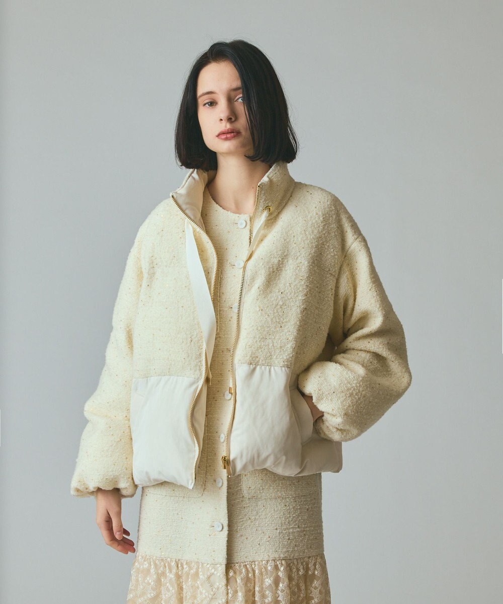 GRACE CONTINENTAL ツイードコンビパフィーブルゾン 