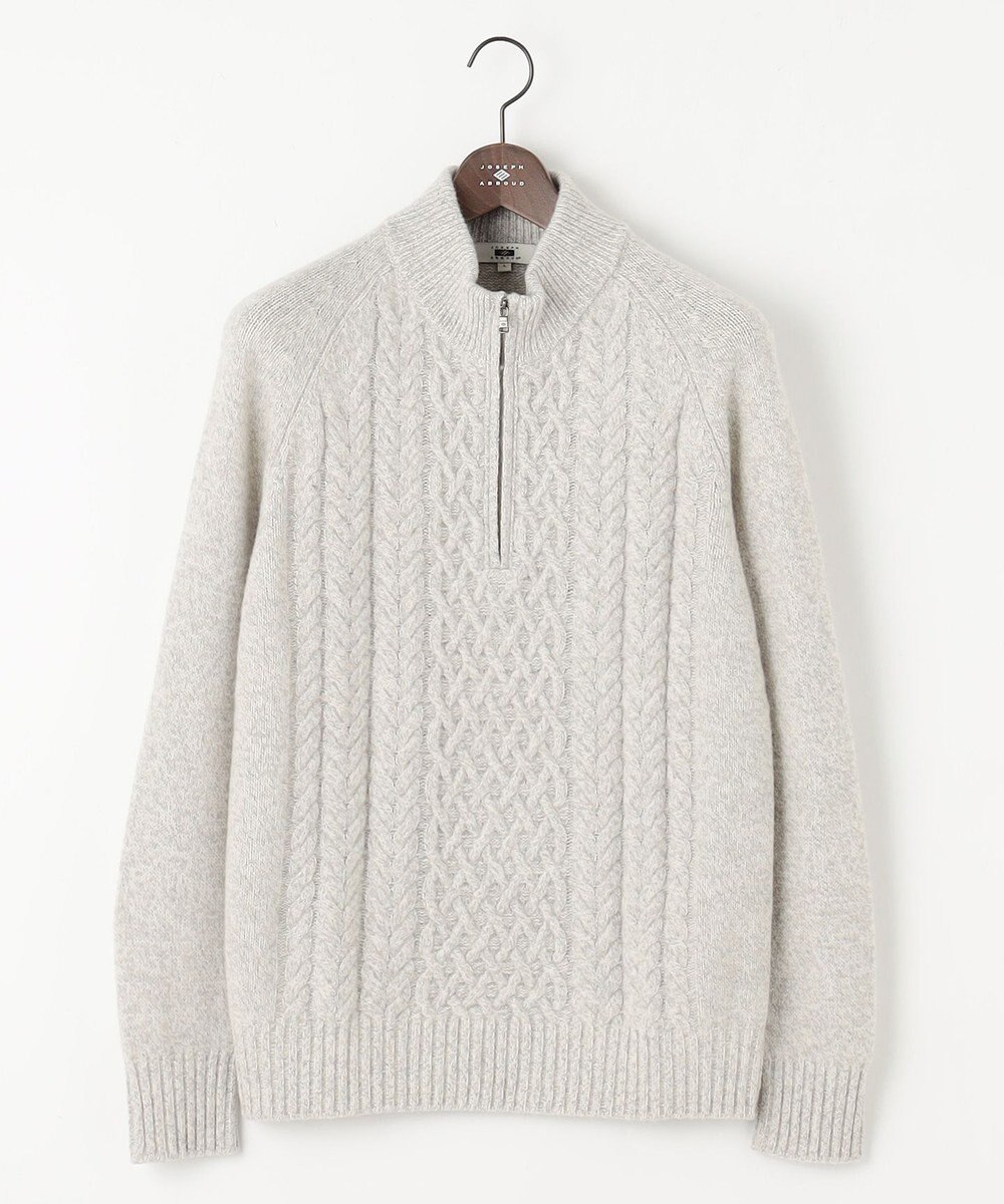 JOSEPH ABBOUD 【イタリア糸使用/軽く暖かい/多色展開】 ラムウールケーブル柄ハーフZIPプルオーバー 