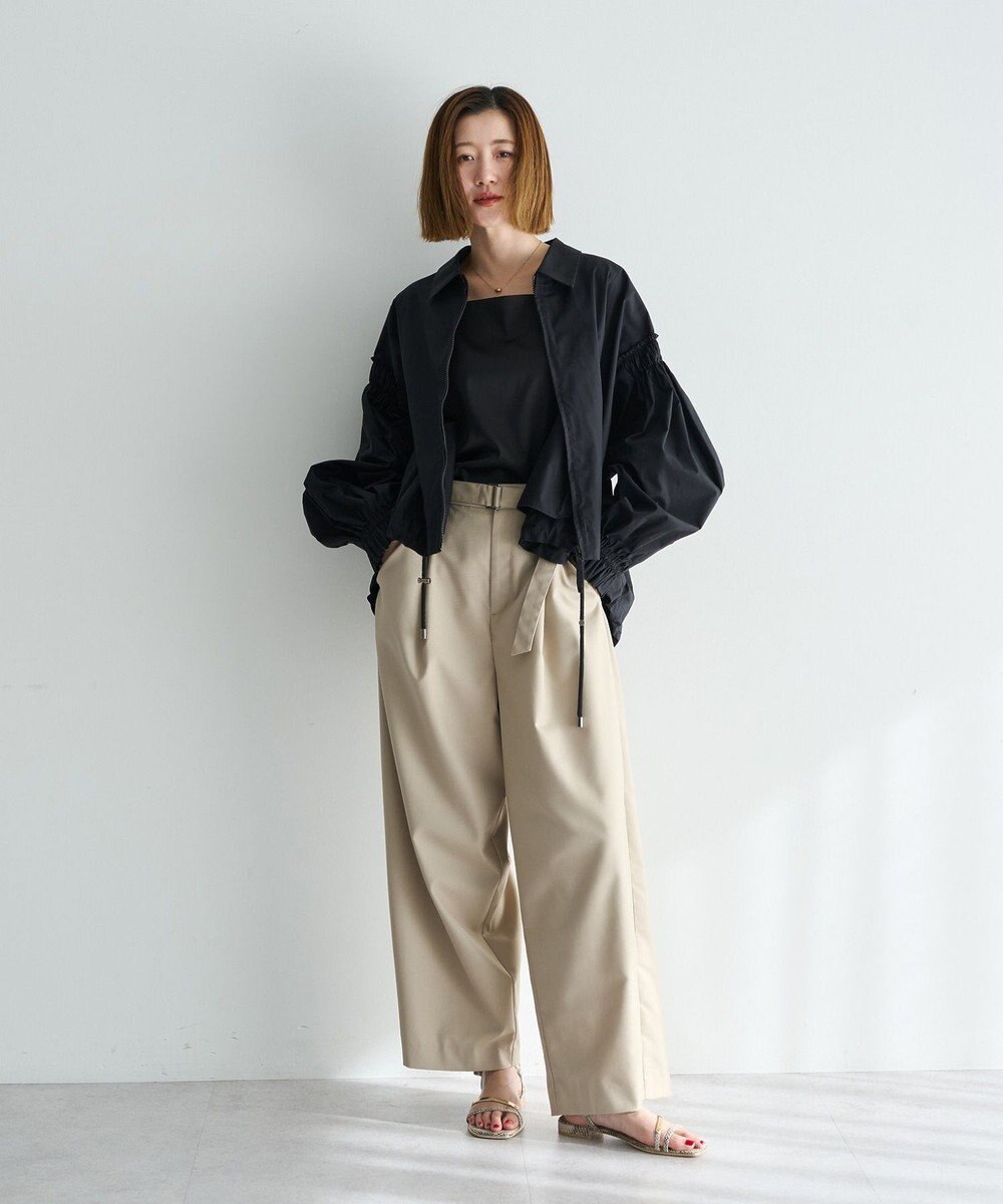 YECCA VECCA ボリュームギャザーデザインZIPブルゾン 