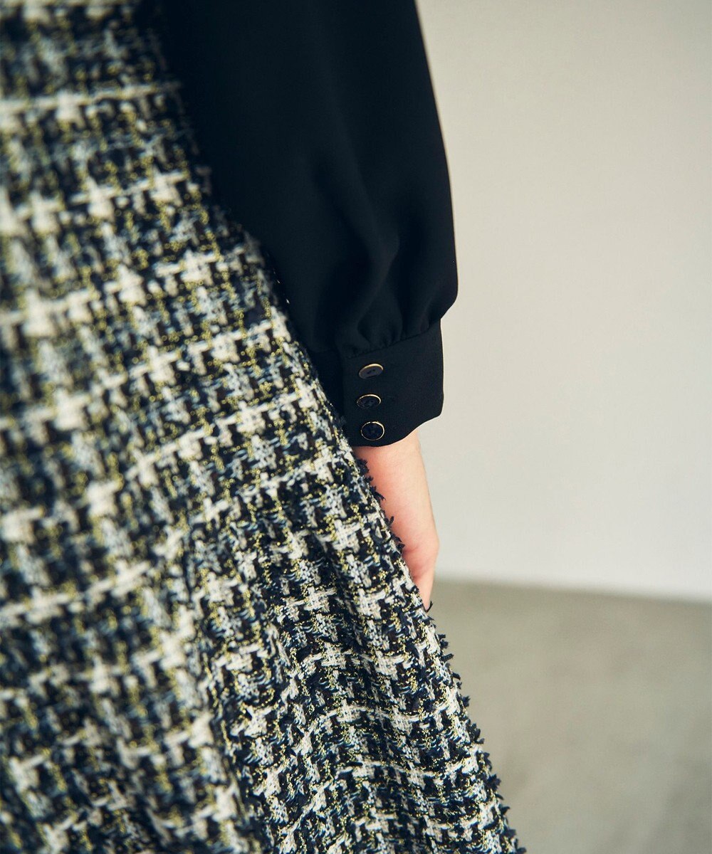 GRACE CONTINENTAL ツイードコンビワンピース 