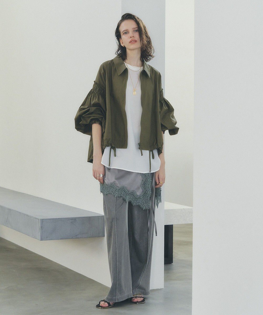 YECCA VECCA ボリュームギャザーデザインZIPブルゾン 