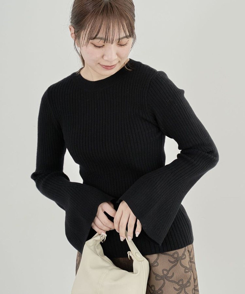 Green Parks ・ｓｗｉｎｇ　ｂｙ　ベルスリーブクルーリブニット 