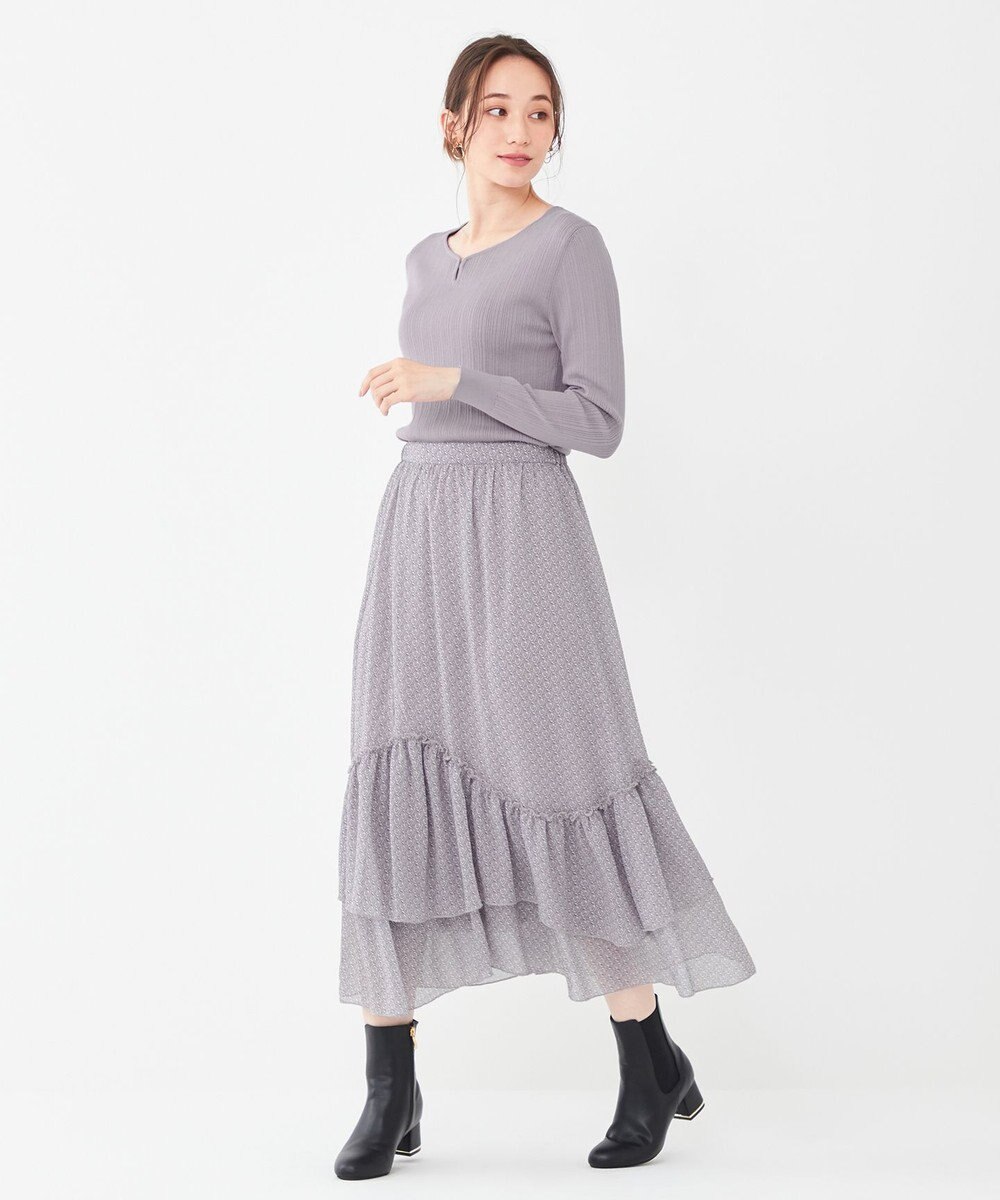 ANY SIS 【洗える】ティアードプリント スカート 