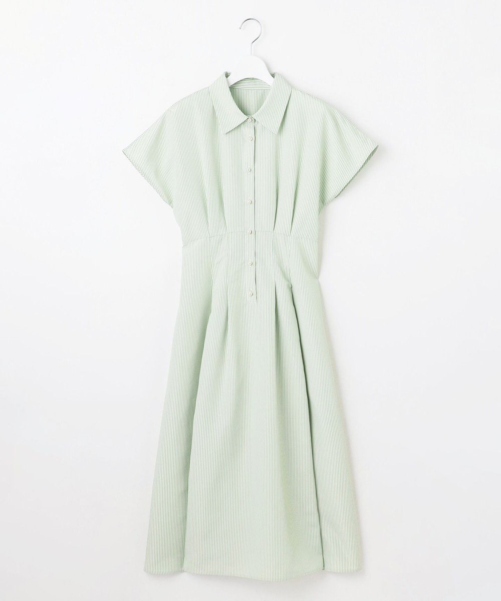 Feroux 【洗える】パールボタンストライプ シャツワンピース 
