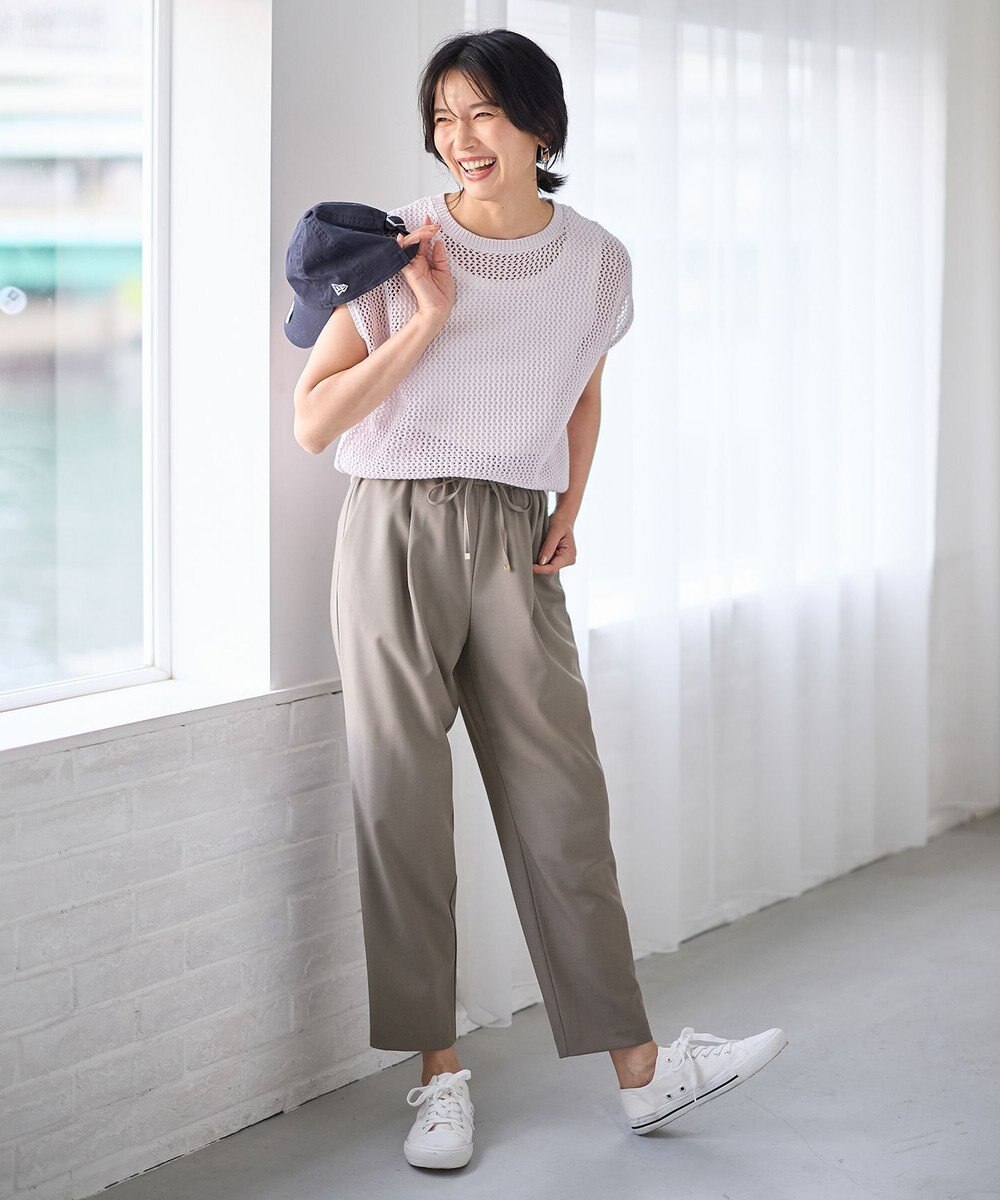 ANY フレンチスリーブメッシュニット 