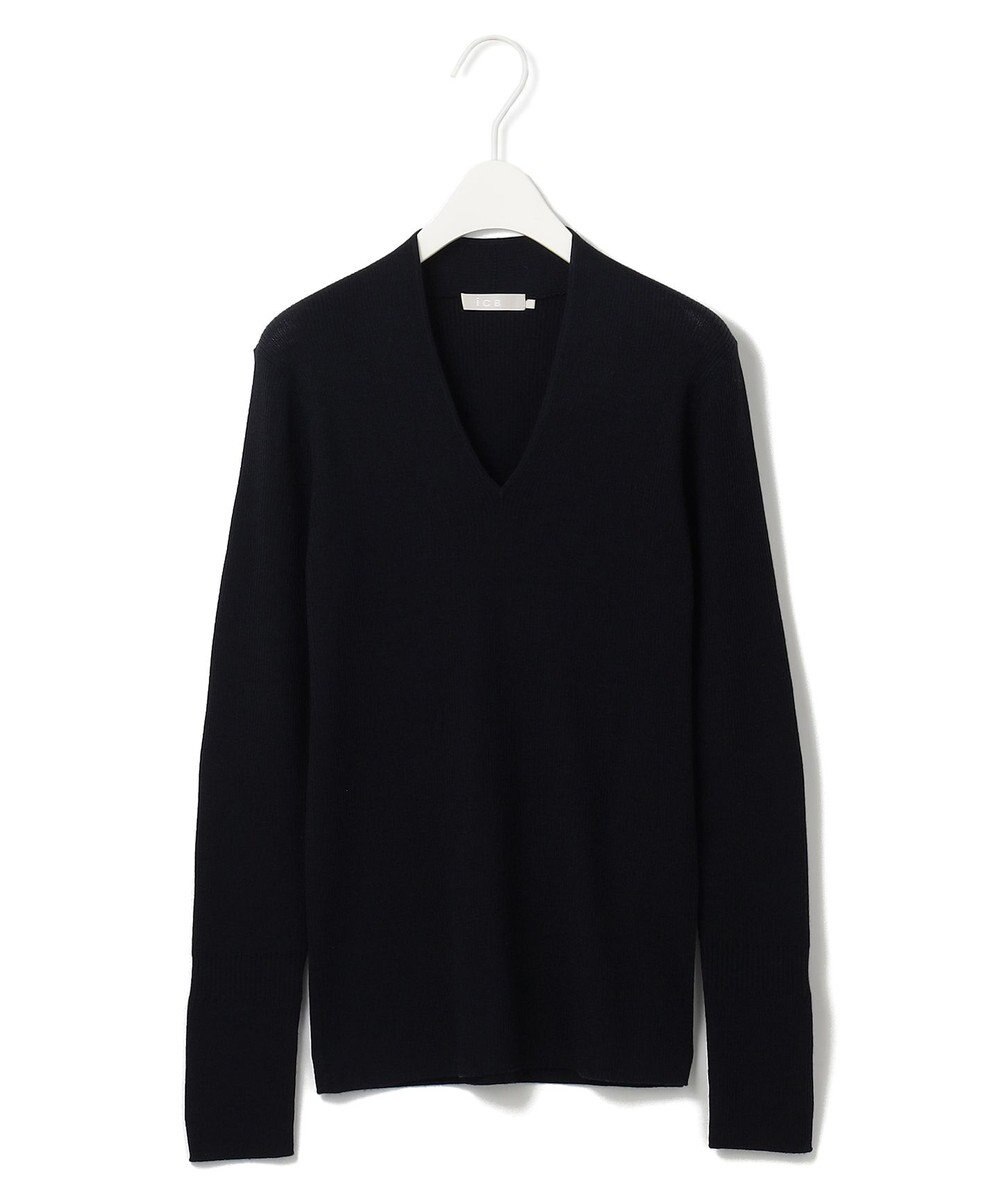 ICB 【新色追加・洗える】エクストラファインメリノ Vネックプルオーバー 