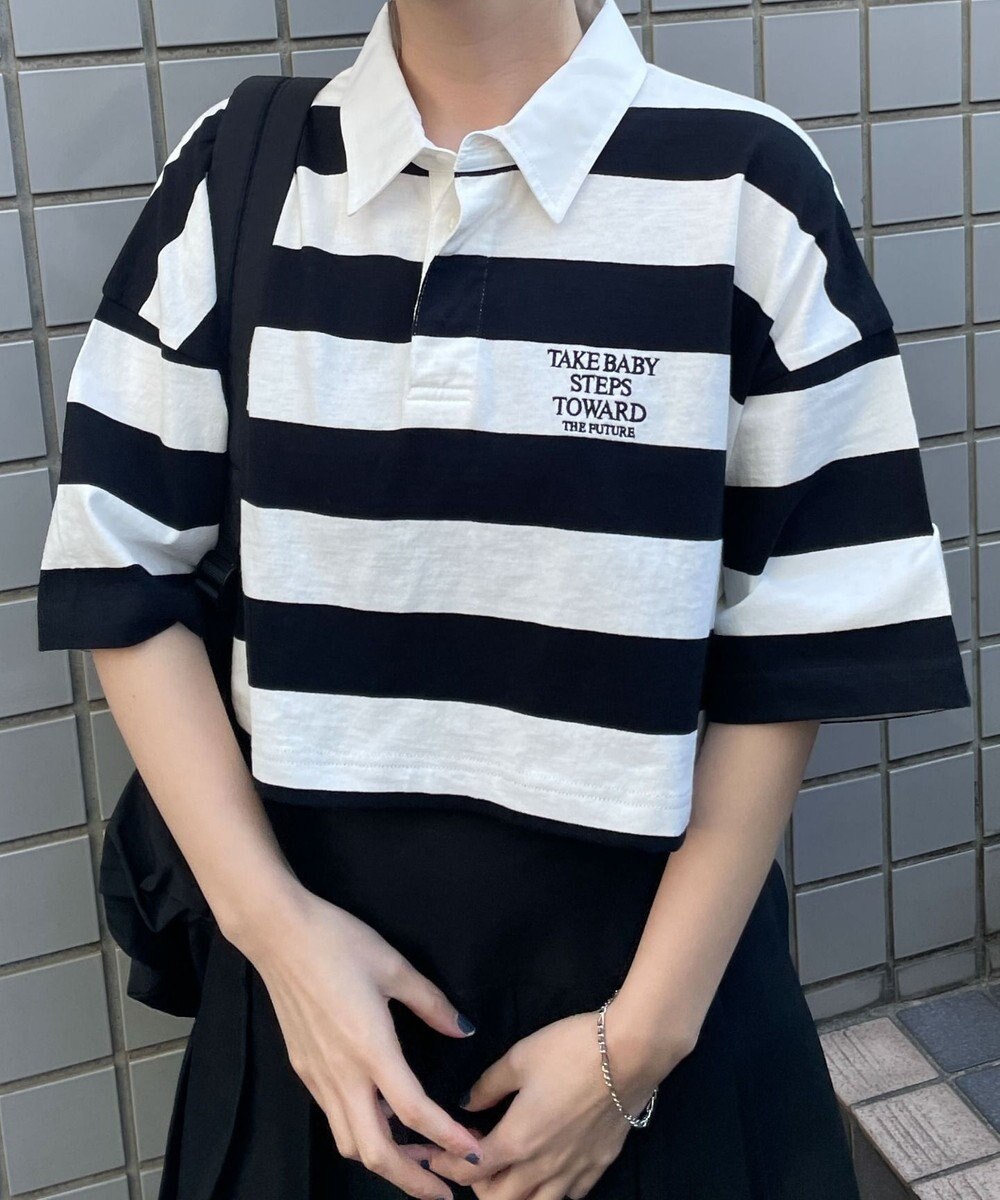 WEGO ワンポイント刺繍ラガーシャツ 