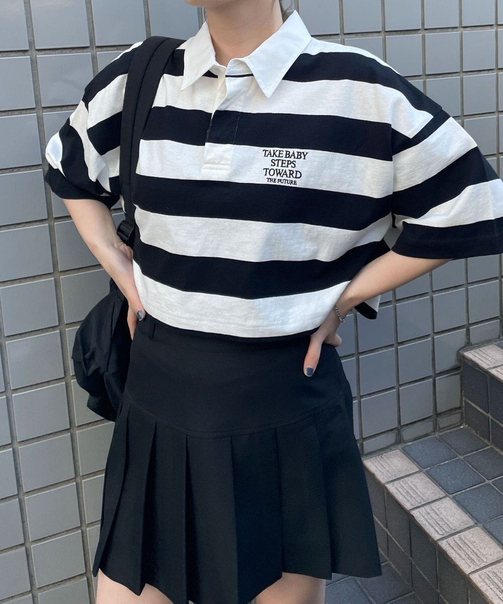 WEGO ワンポイント刺繍ラガーシャツ 