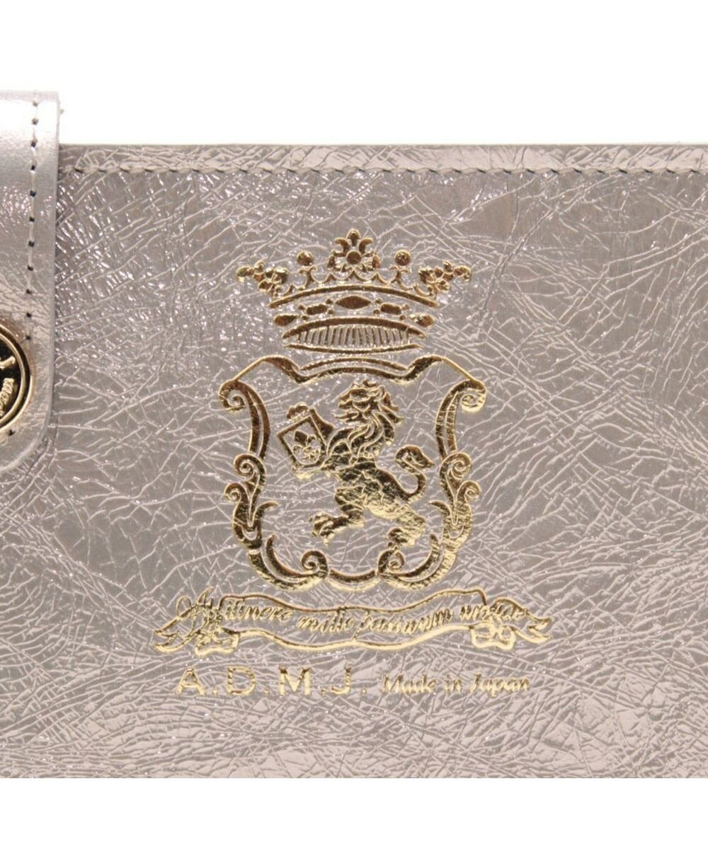 A.D.M.J. 【牛革】イタリアンレザークラックメタルスリムウォレット 