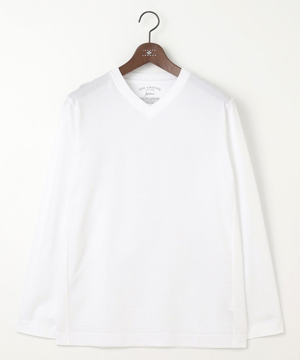 JOSEPH ABBOUD 【オリジナルオーガニックコットン使用】JOE COTTONサッカーVネックシャツ 