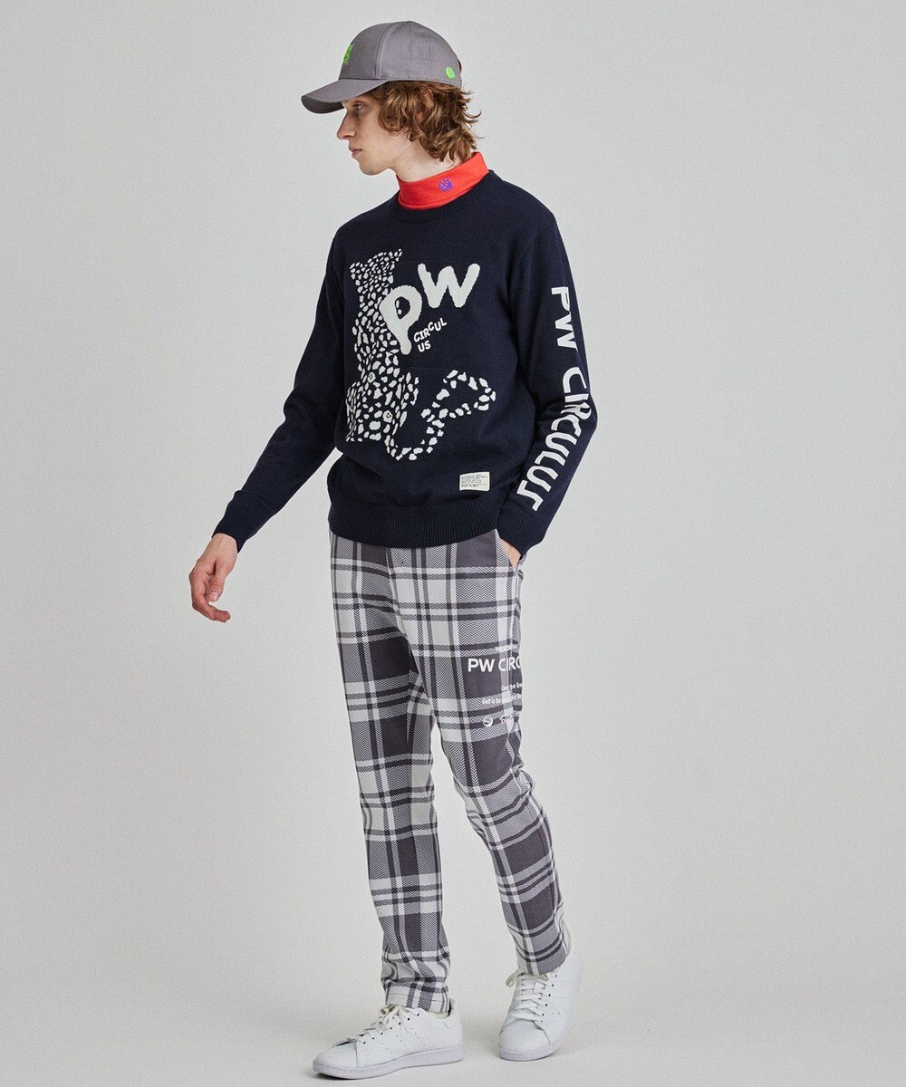 PW CIRCULUS 【MEN】チェック柄 スエードライクテーパードパンツ 