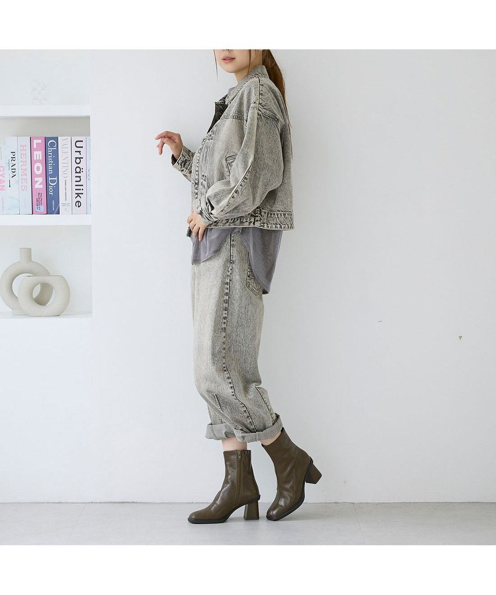 MODE ET JACOMO <carino>スクエアトゥブロックヒールブーツ 