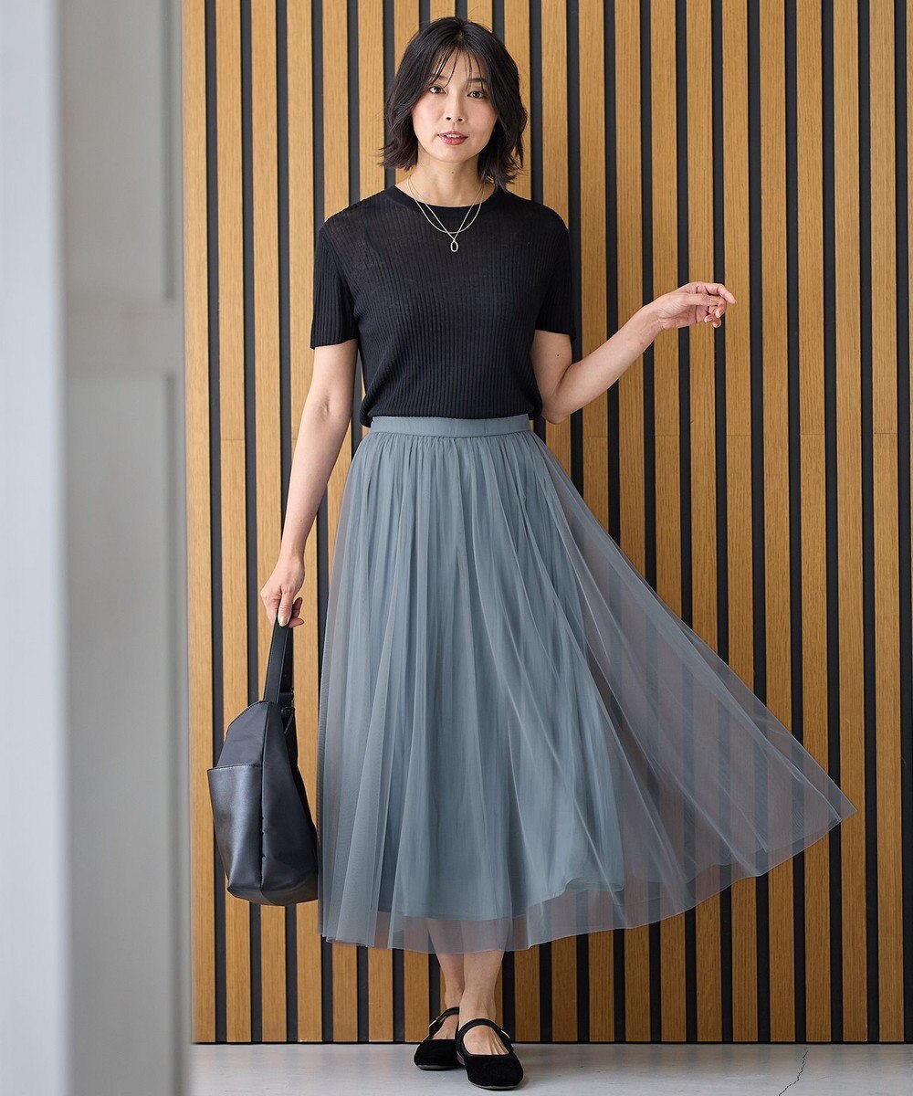 ANY 【ウエストゴム】シャイニーチュールスカート 