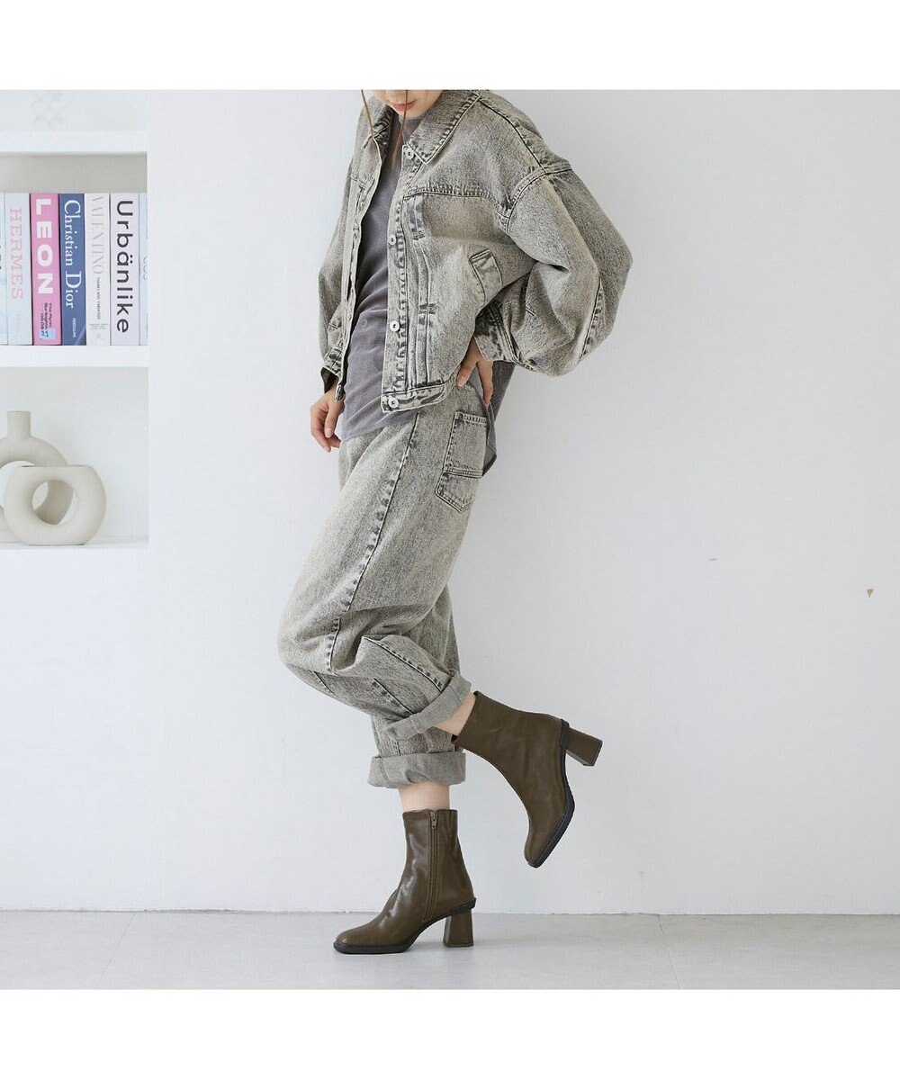 MODE ET JACOMO <carino>スクエアトゥブロックヒールブーツ 